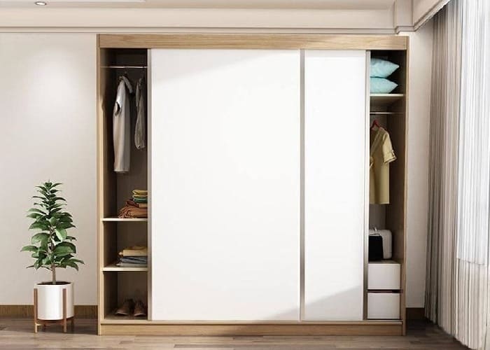 5 mẫu tủ quần áo gỗ thông minh, hiện đại 8 Tủ quần áo gỗ tự nhiên cánh trượt, cửa lùa
